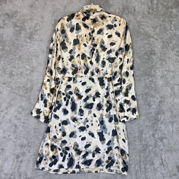 Wardrobe Dress Womens Medium Animal Print Long Sleeve Button Front Ruched Wrap - Picture 13 of 13